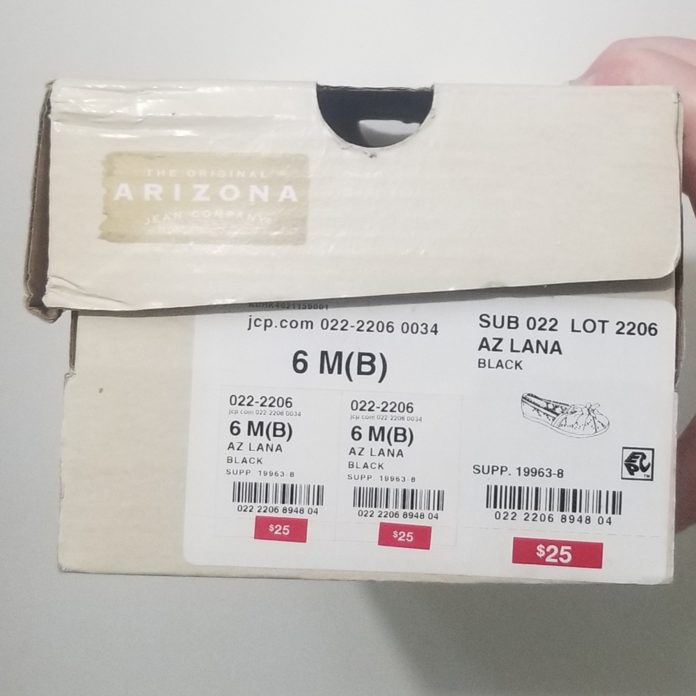 Color 2/2: VGUC 6M "Lana" peep toe black espadrille flats, & box - Picture 7 of 7